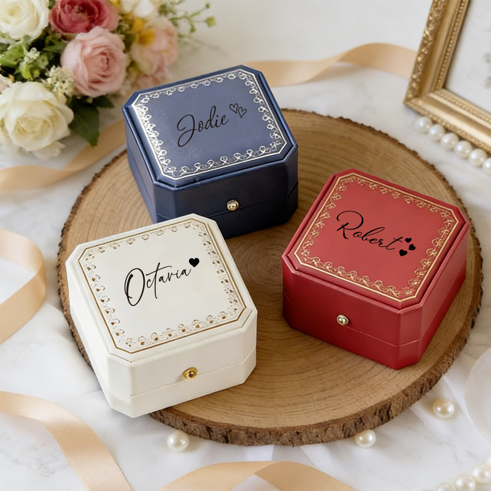 Making Custom Jewelry - Personalisierte Kunstleder-Ringbox mit Samtfutter, Maßgefertigte Schmuckaufbewahrung,