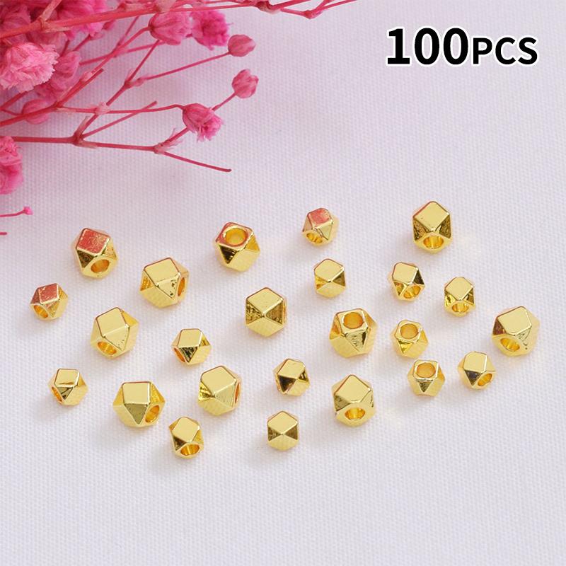 Jewelry Making Classes - 100 Stück Facettierte Abstandshalterperlen, Vergoldet, Glänzend,
