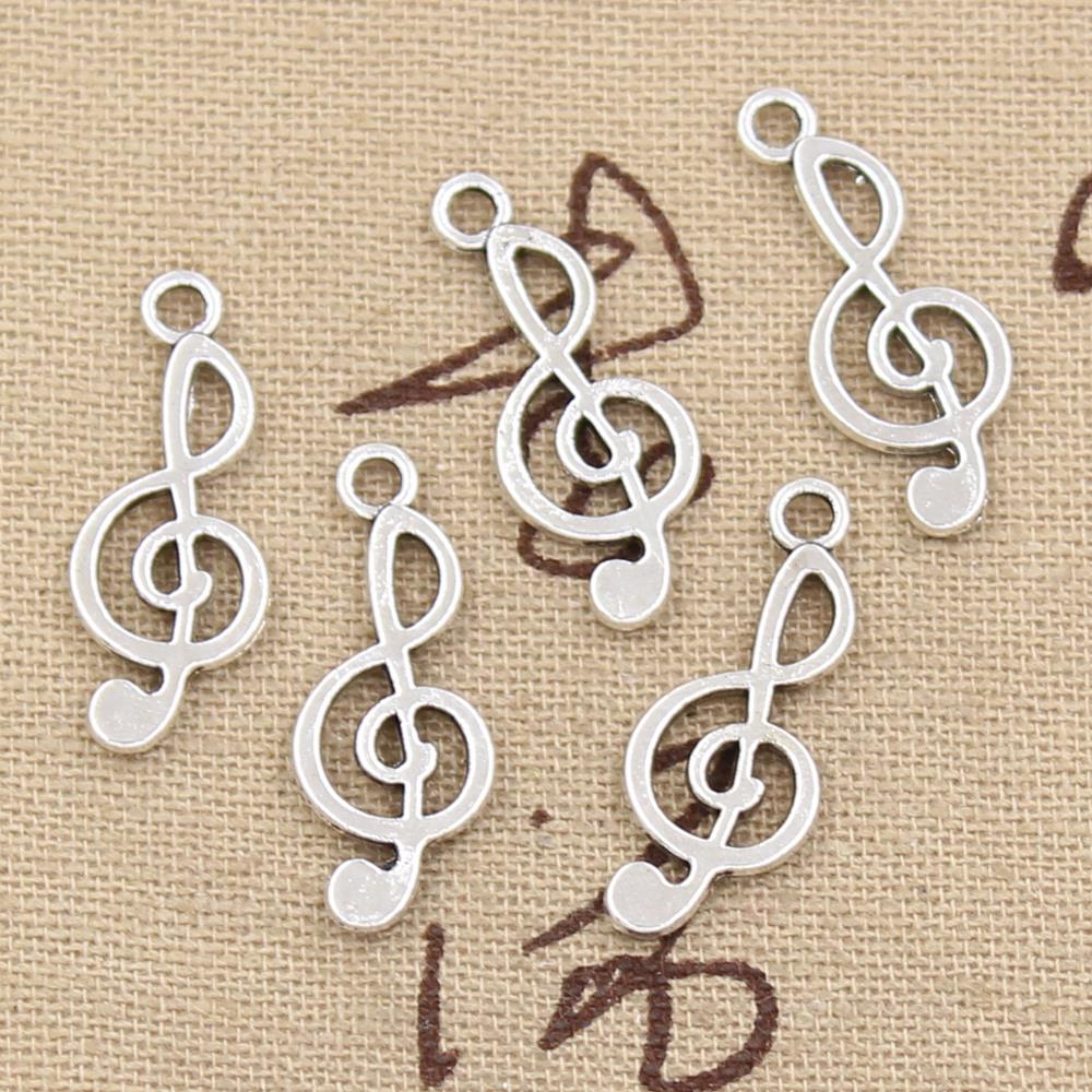 Jewelry Making Notes - 30 Stück Charms Musiknote 26x10mm Antik
