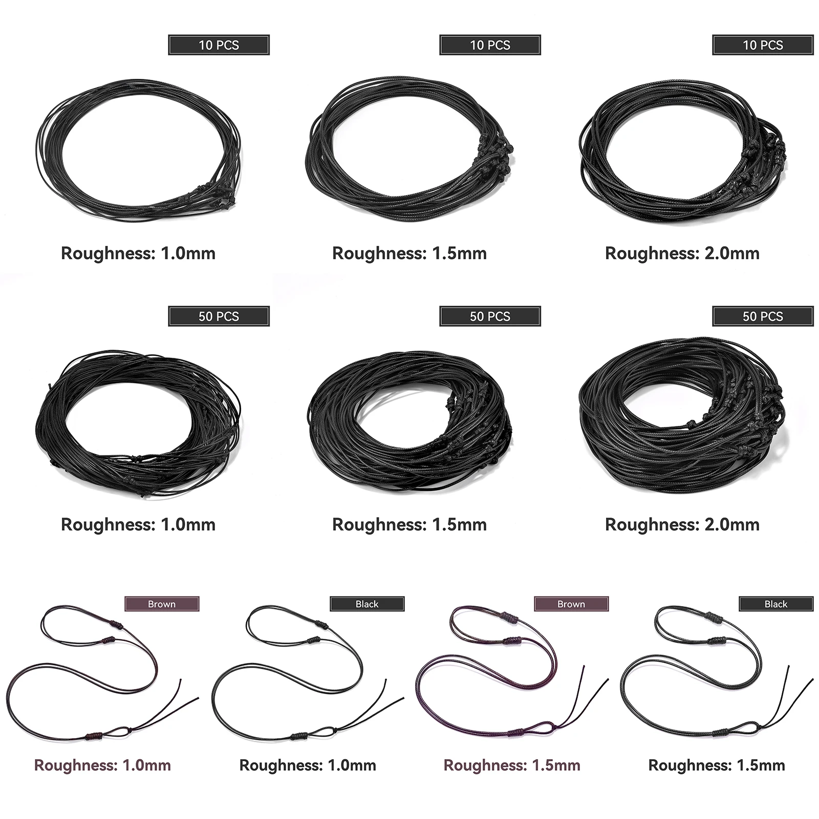 Jewelry Making Knots - 1/10/50 Stück 1/1,5/2mm Verstellbare Choker-Halskette aus
