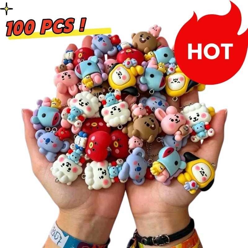 Jewelry Making Earrings - 7 Stück BT21 Harz-Cartoon-Anhänger DIY-Zubehör Bastelbedarf