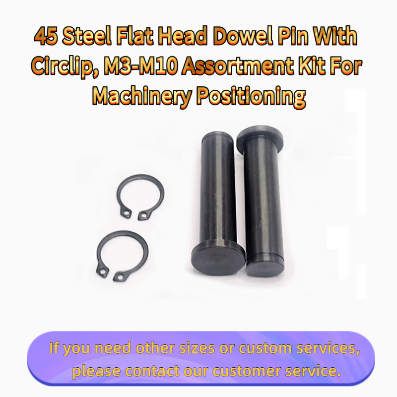 Head Pin Assorted - 45 Stahl-Flachkopf-Steckbolzen mit Sicherungsring, M3-M10 Sortiment-Kit