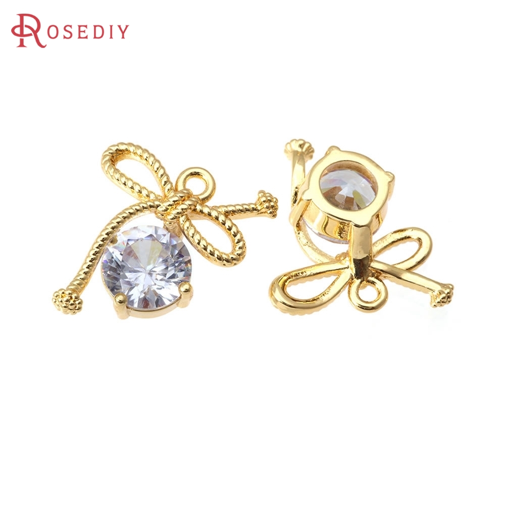 Jewelry Making Knots - 18K Goldfarbene Messing- und Zirkon-Schleifenanhänger Hochwertige